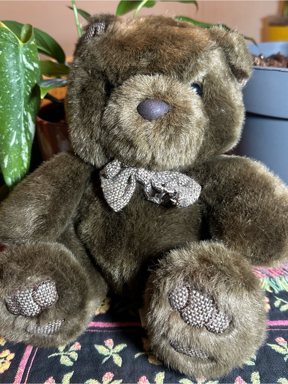 Chosun Moon Bear Plush Brown Teddy Bow Tweed Stuffed Toy SĆŗper Soft